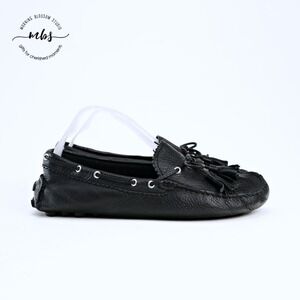 Coach Nadia Kiltie Tassel Pebbled Leather Driving Loafers Black Women 9.5